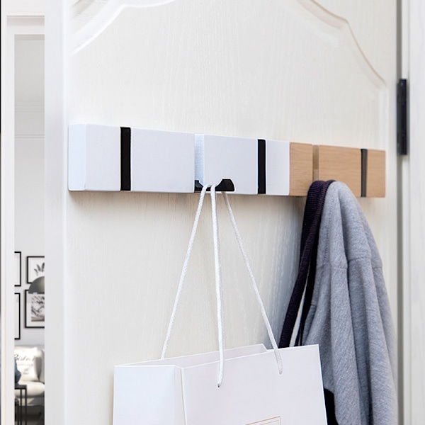 Foldbar knage, massiv træ dørknage, knage, hvid