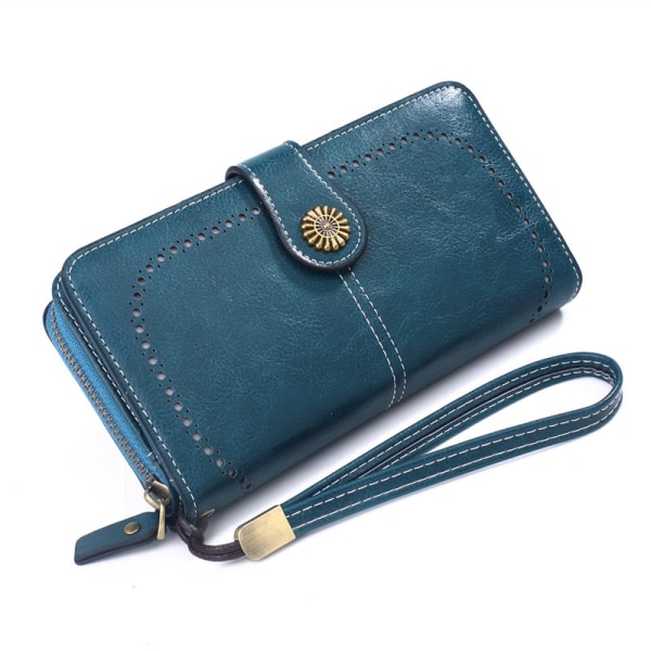 (Blue) Women's Wallet Large Capacity Ladies Wallet Leather Coin