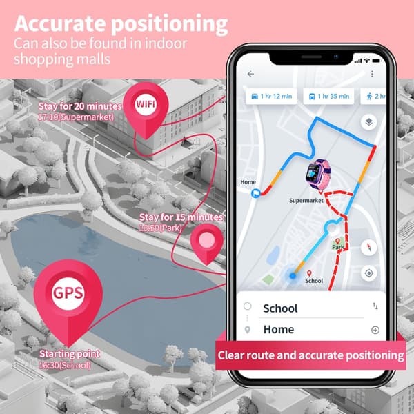 Vattentät Smartklocka för Barn, (Rosa)