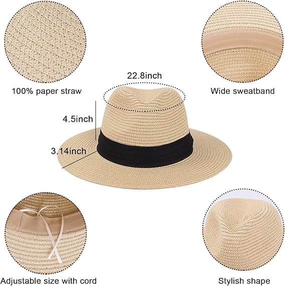 Sæt af 2 (khaki + beige) kvinders stråhat - strandhat - sommer