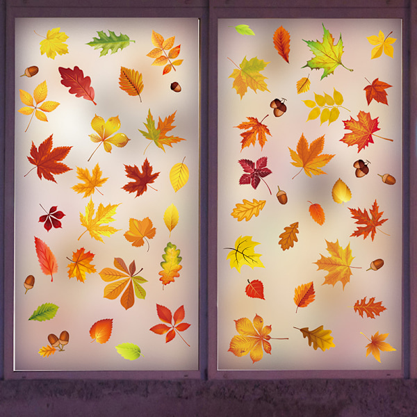Lönnlövsdekal, 9 blad för Thanksgiving-fönster
