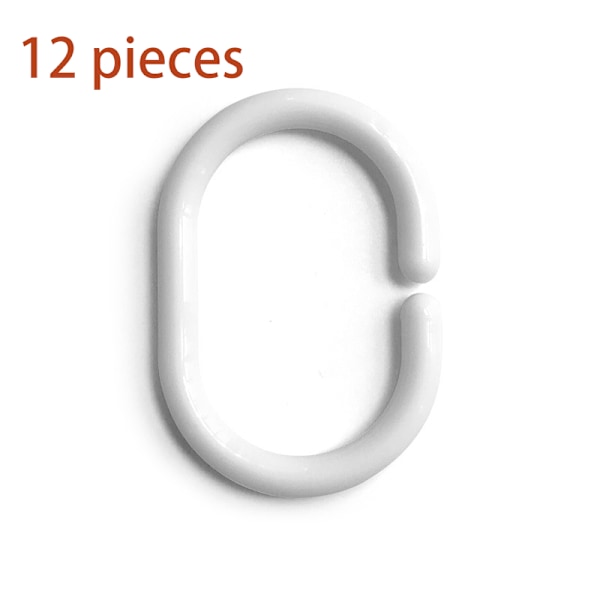 Duschdraperiringar, 12 Duschdraperikrokar, C-formade Duschdraperiringar