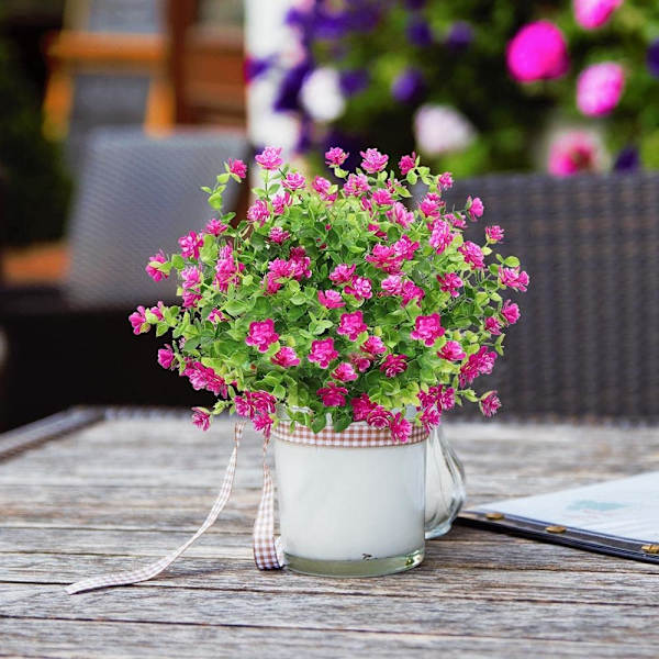 4 Pakker (Lilla Rød) Kunstige Blomster, Eucalyptus Plastik Lotus