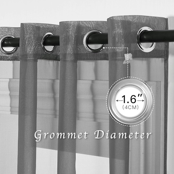 Gardiner - Elegante Mørkegrå Bløde Nikkel-Øjebøjle Vinduepaneler Gardiner til Stue/Spisestue/Soveværelse (54\" Bred)