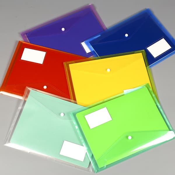 20 Pak A4 Plastikmappe (Lilla) - Dokumentlommer - Trykknap