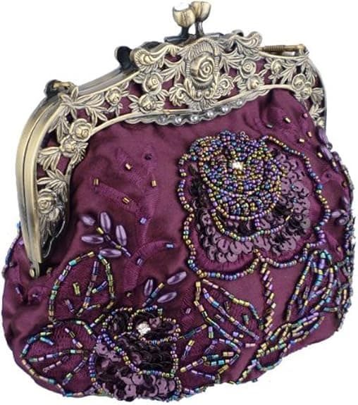 Kvinders Vintage Perlebesatte Sequin Blomster Aften Håndtasker