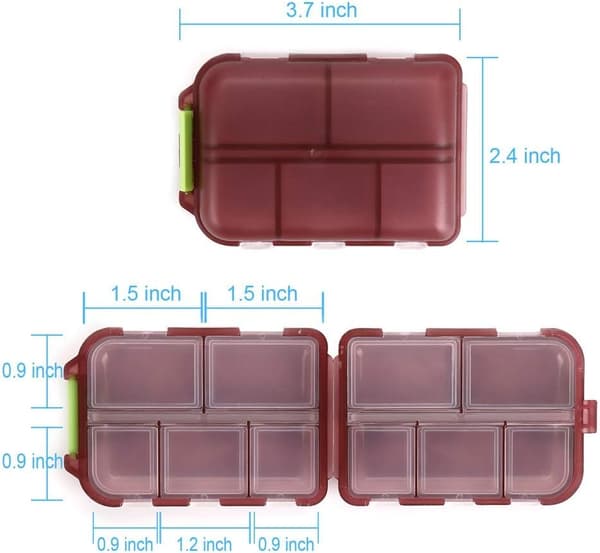 2-pack (grå + kaffe) Resepillerdoseringslåda, Bärbar Pillerdoserare