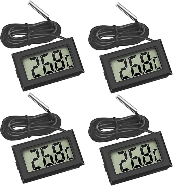 4x Digitalt LCD-termometer Temperaturmonitor (sort) Med Ekstern
