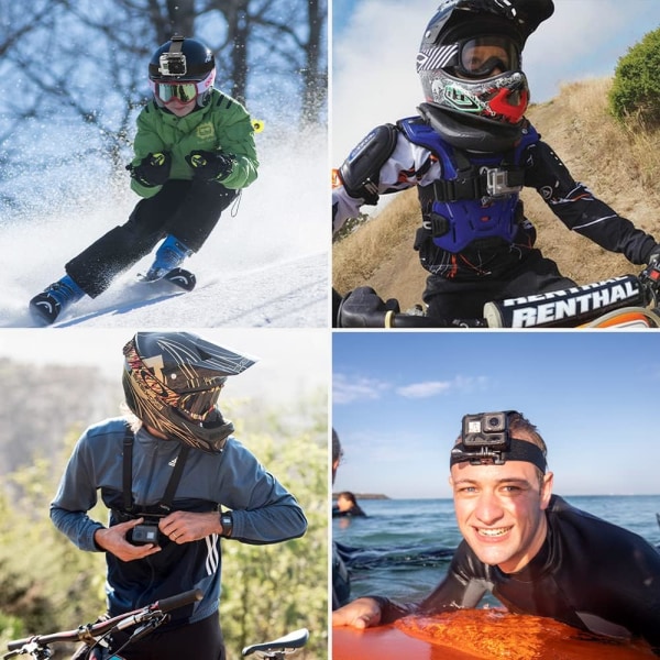 Päähihnan rintavaljaat GoPro Hero 10, 9, 8, 7, 6, 5, 4, Session, 3+, 3, 2, 1, Hero (2018), Fusion, Action Cameras DJI Osmo -yhteensopiva