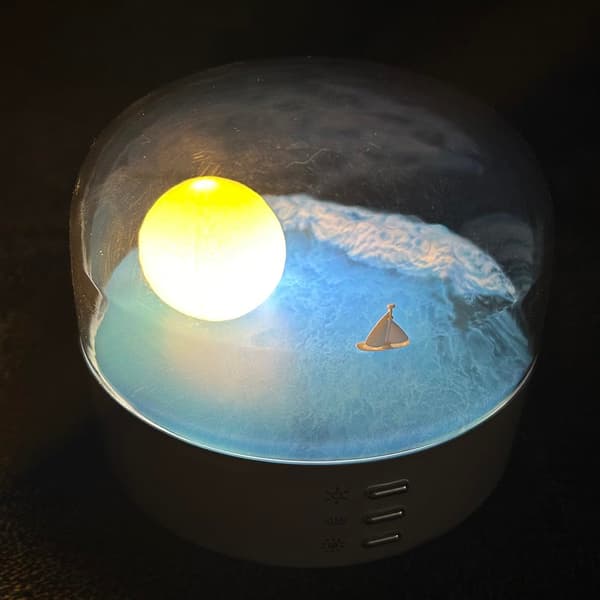 Elegant måne hav snøfjell LED nattlys