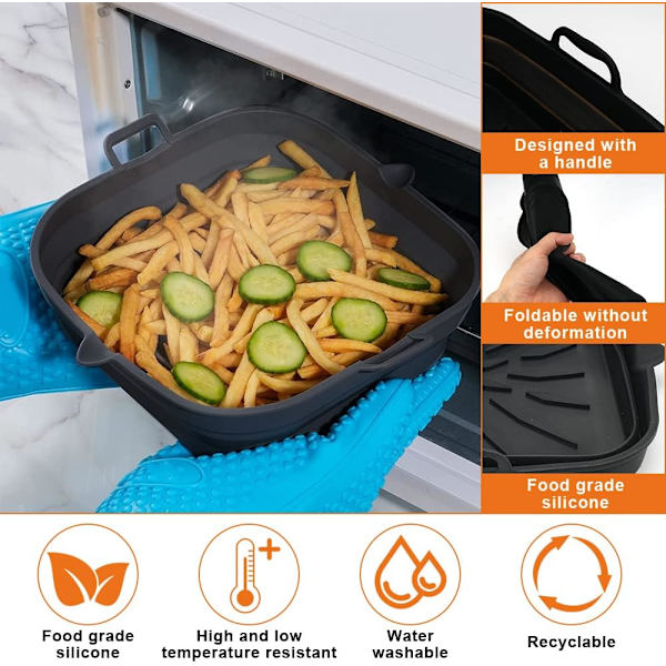 2-pack (20 cm) Silikonkorgar för Airfryer, Vikbara