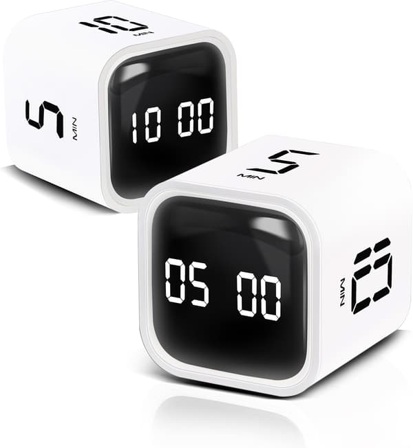2 Pak Roterende Pomodoro-Timer, Rotationstimer, 5/10/30/60 Minutter og Tilpasset Nedtælling, Produktivitetstimer, Pause og