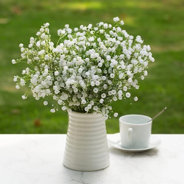 5 Hvite Kunstige Blomster - Kunstig Plast Falsk for