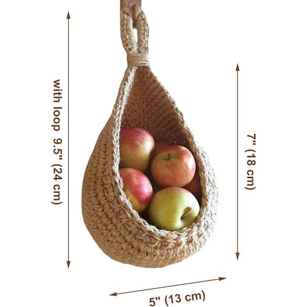 Veggmonterte frukt- og grønnsakskurver, Jute Dråpeform