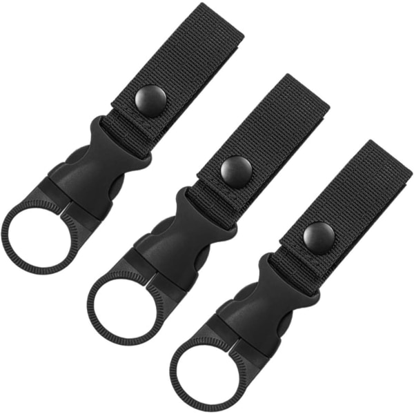 3pcs Black Tactical Strap Water Bottle Pendant Buckle