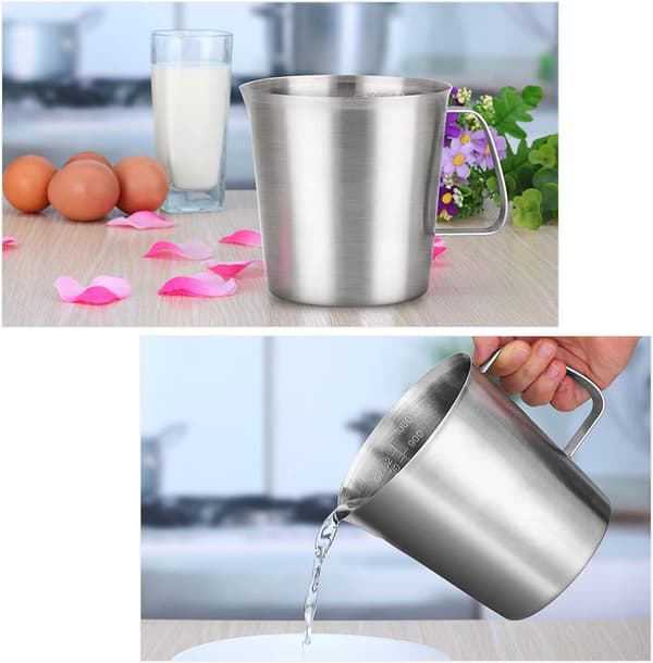 (Sølv-Rustfritt-1500ml) Kann Målebeger 304 Rustfritt Stål