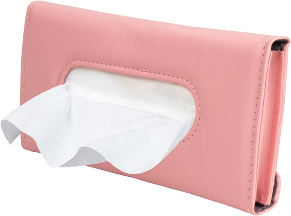 Læder Servietholder, Premium Bil Servietboks til bil (Pink)
