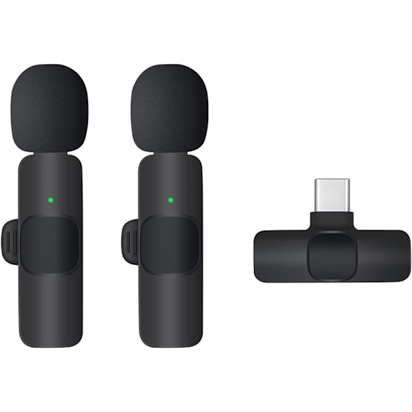 Trådløs Mikrofon til iPhone 15/Android, Lapel Mics Plug-Play 2.4G Ultra-Lav Forsinkelse Indbygget Støjreduktionschip
