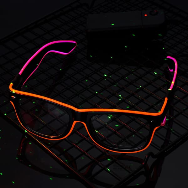 1 par led-briller med ledning (orange + pink)