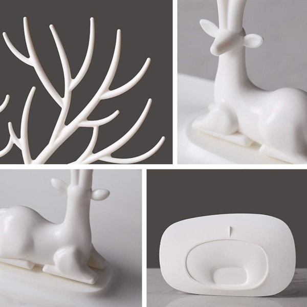 1 st (vit) Deer Antler Tree Stand, Smyckeshållare/Halsband