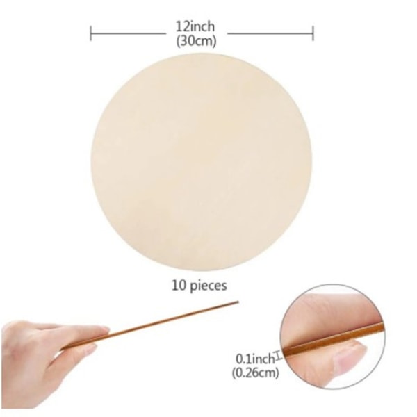 Träcirkel, 1 st 30 cm obehandlat råträ för hantverk, rund