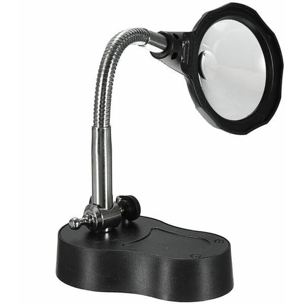 LED-forstørrelsesglas med arm til stativ, sort