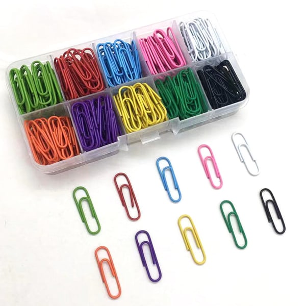 250 st Pappersklämmor i Färg, 10 Blandade Medium 28mm Färger
