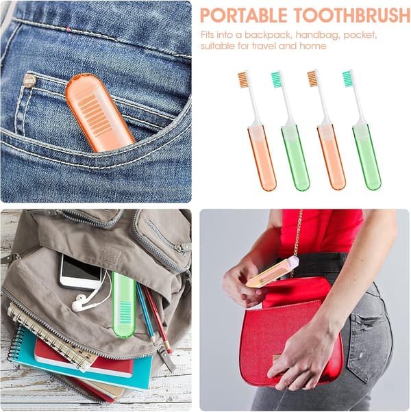 4 stycken (grön + orange) mjuka borst tandborste kit Mini Small