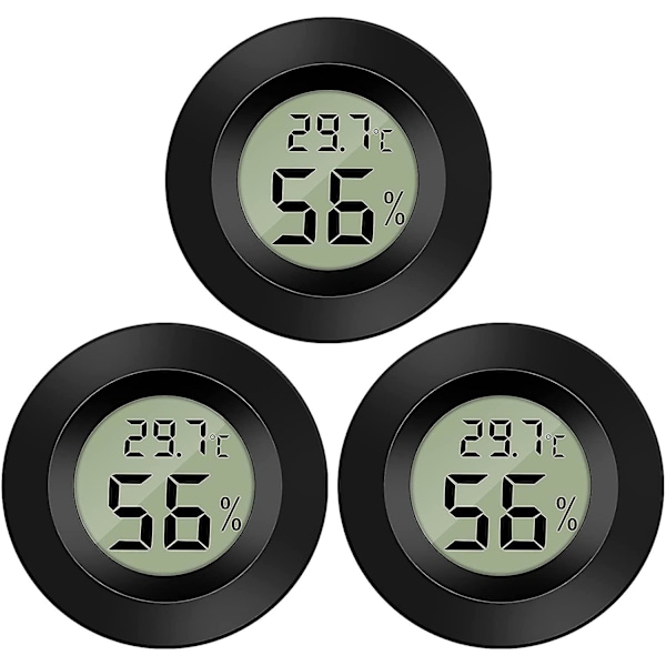 3 stk. Mini Digital Lcd Termometer Hygrometer Temperatur Fugtighed