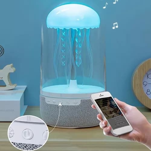 7-värinen meduusalamppu Bluetooth-kaiuttimella