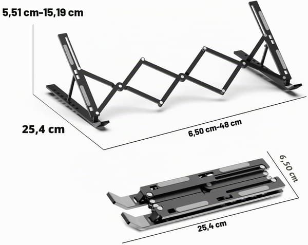 Justerbart laptopställ, hopfällbart PC-ställ i aluminium, kompakt och bärbart - ventilerat, 7 höjdnivåer