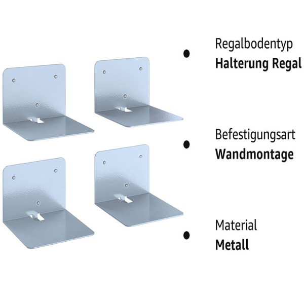 4 stk. Veggmontert Usynlig Bokhylle Hjem, Kontor,
