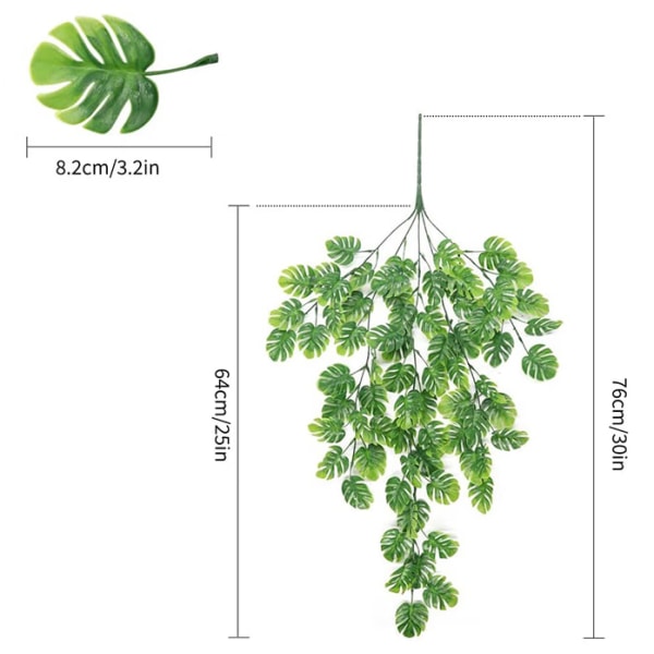 4 stk. kunstige efeu plante ranker 76cm lysegrøn