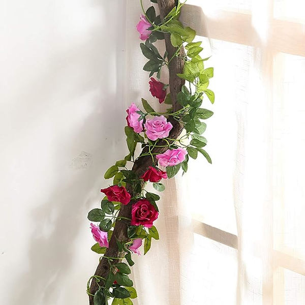 1 Pakke 13 Hoveder Dobbelt Farve Kunstig Falsk Rose Garland Vines
