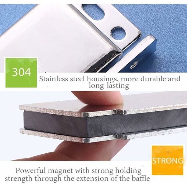 Magnetisk dørgreb 2 stk. Magnet til skabslåge Rustfrit stål Magnetlås Møbellukning Kraftig magnet Robust op til 40 kg til skuffer Magnetiseret brusedørskab