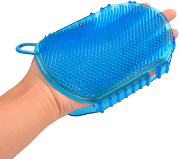 En blå silikone massagehandsker, glat, slank, anti-cellulitis