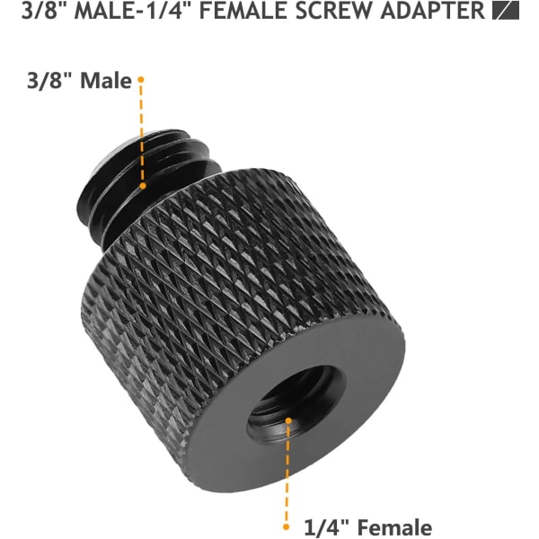 4 kpl (musta) Kamerakiinnityskruvin sovitin, 1/4\" uros - 3/8\"