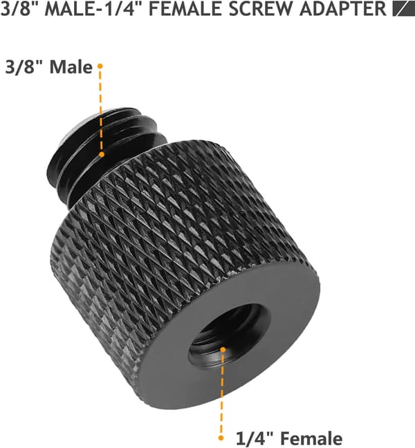 4 stk. (Sort) Kamera Skrue Adapter Tråd 1/4\" Han til 3/8\"
