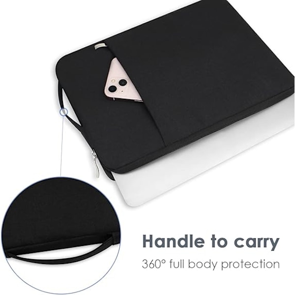 14 Tommer Laptop Sleeve Etui til 2024 MacBook Pro 14,2 Tommer Bærbar Canvas Laptop Taske, Sort