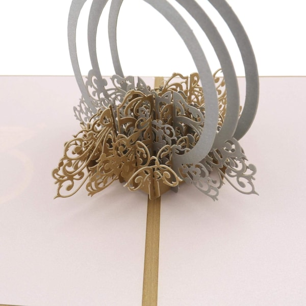 1 stk. Diamantring 3D Pop Up Hilsen Kort Bryllup Kort med