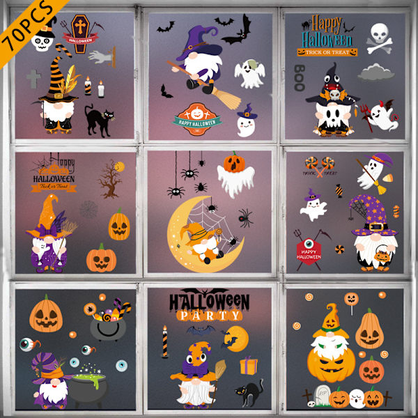 70 stk Halloween Vindu Klistremerker Halloween Vindu Dekaler