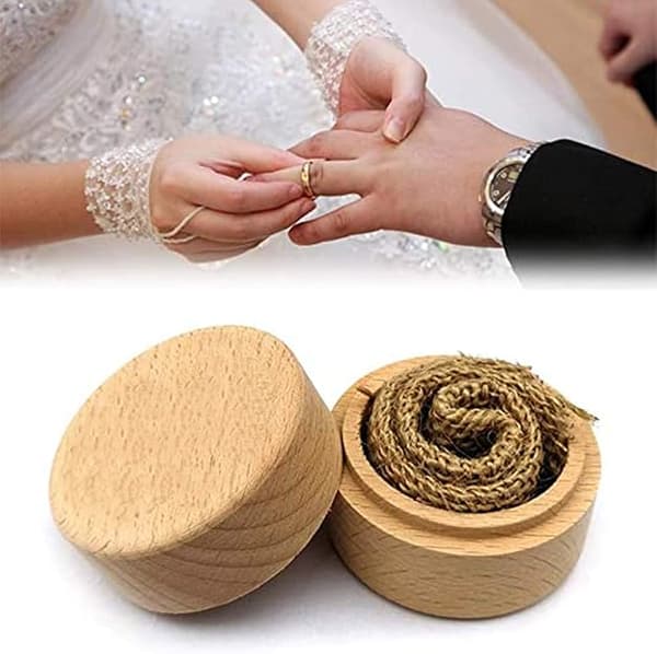 2 stk Mini Runde Tre Ring Smykke Ring Boks Bryllup Ring Boks