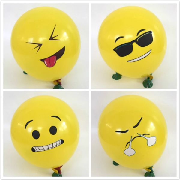 12 tommers gule latexballonger 100 stk, smilende ansikt latex