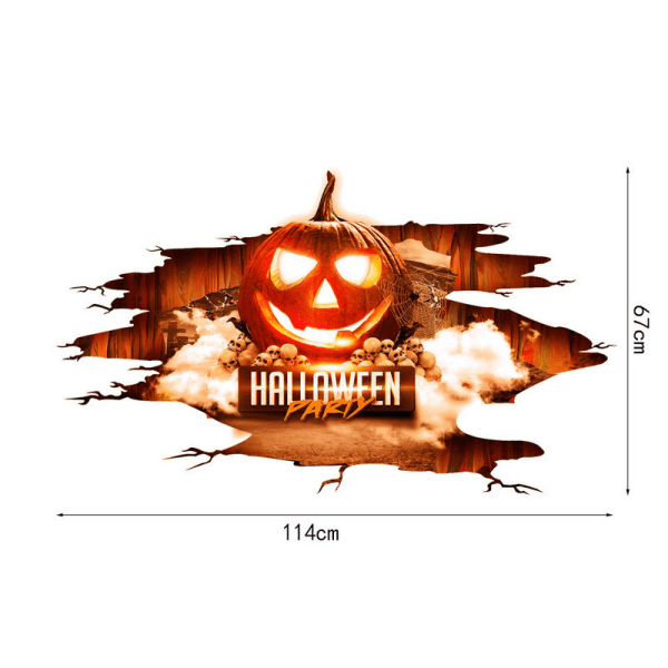 3D Avtakbare Halloween-veggklistremerker, Halloween-gresskarvegg