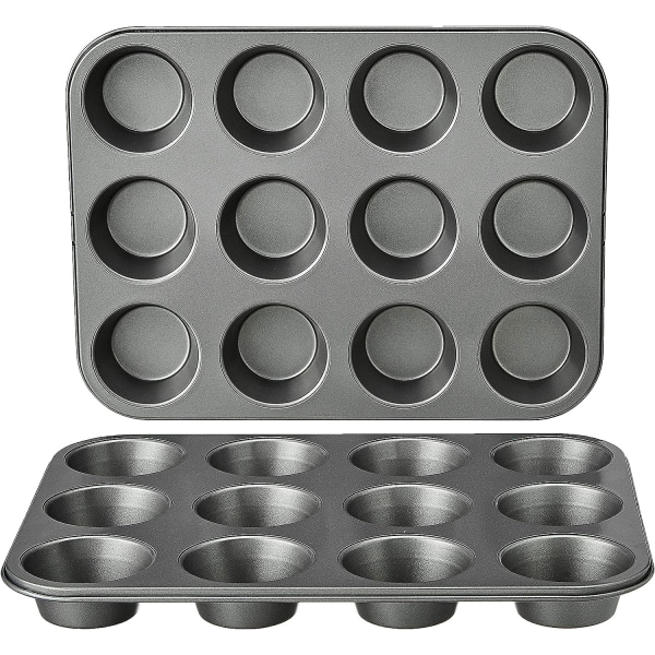 Set med 2 non-stick muffinsformar av kolstål