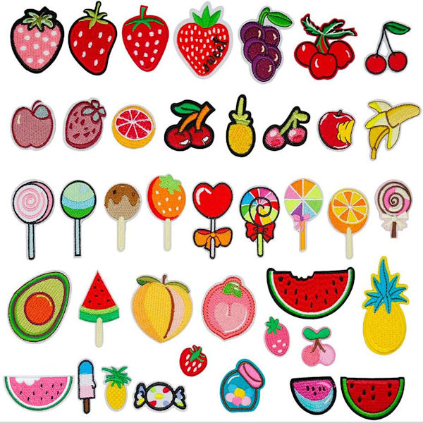 Broderade Frukt Strykjärnslapp DIY Tillbehör, 40-pack