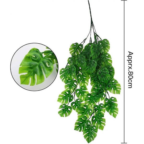 2 st konstgjorda blad Konstgjord murgröna blad Växter Hängande vinstock Falska tropiska Monstera palmblad Falska murgröna växter