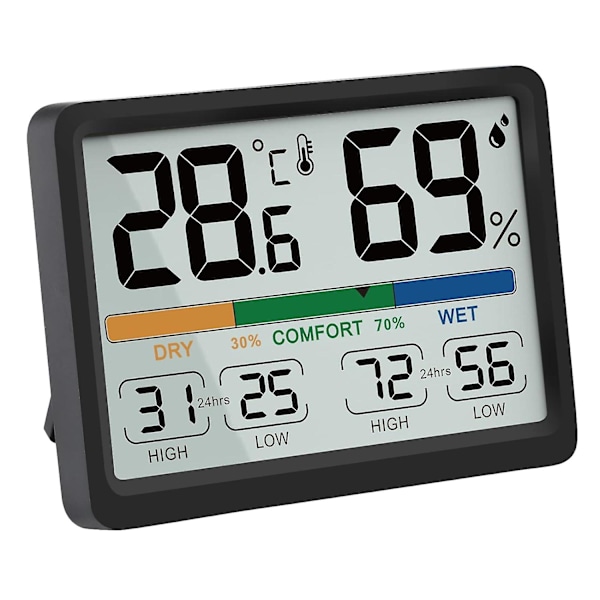 97x73x19mm, inomhus hygrometer termometer - Digital inomhus termometer med maximal och minimal historik, Växlingsalternativ mellan F / C, Lätt att använda, C