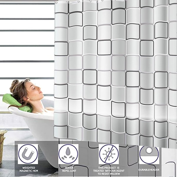 Anti-mögel vattentät duschdraperi 180 x 200 cm Tvättbar