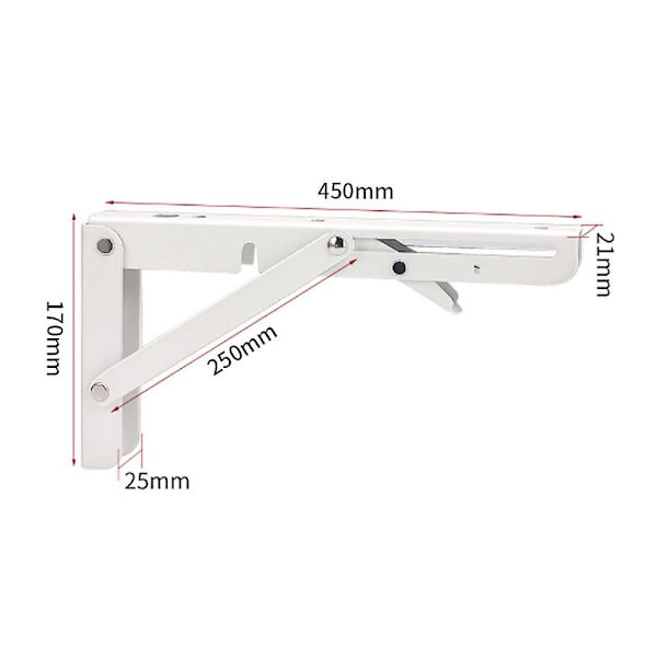 Folding Bracket 200mm, 2 stk. Svart Foldable Console Bracket, Folding Shelf Supports Load, Heavy Duty Retractable Folding Console Bracket, Shelf Bra